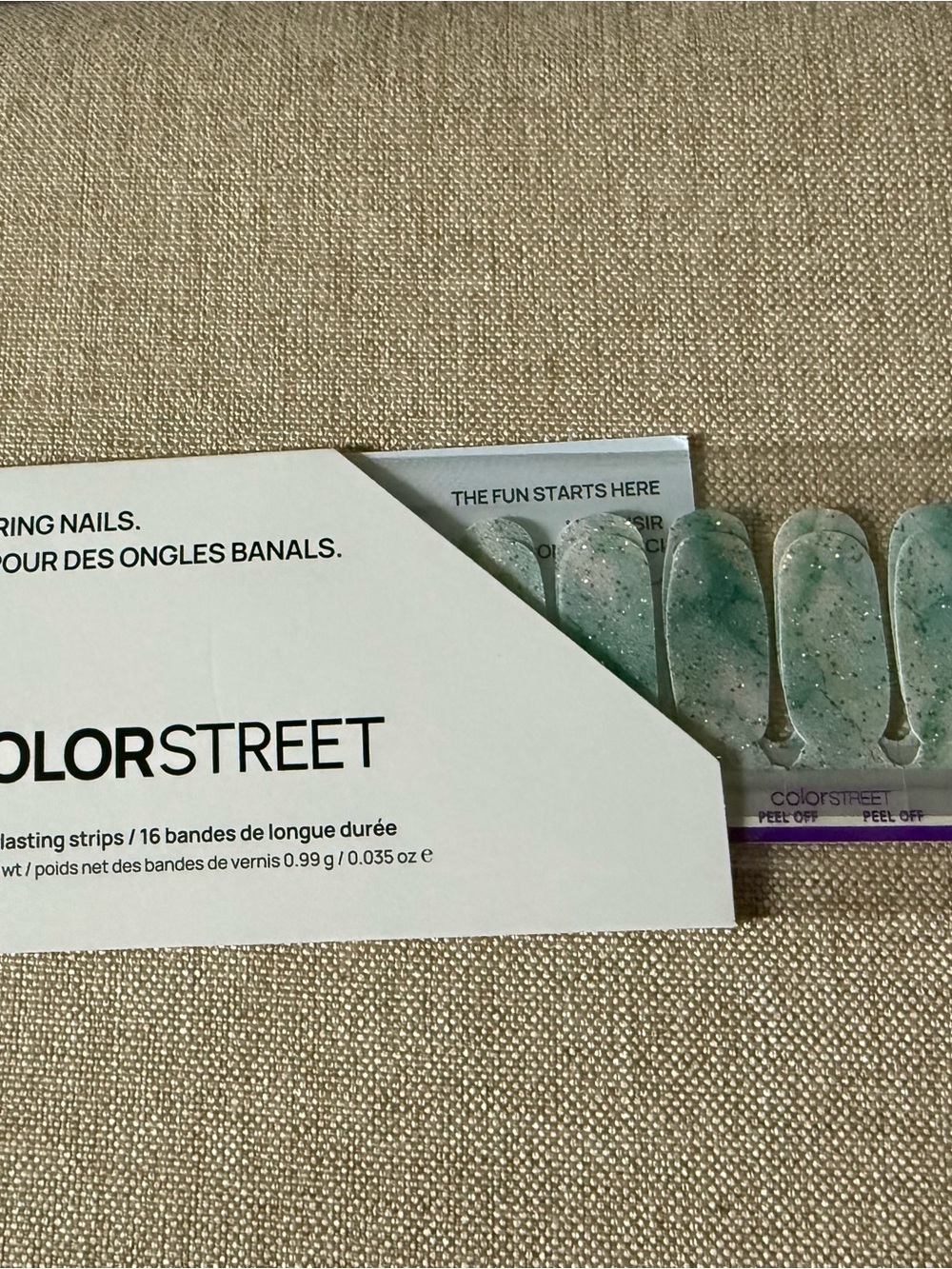 Color Street Green Marbled Jade Glitter Nail Strips